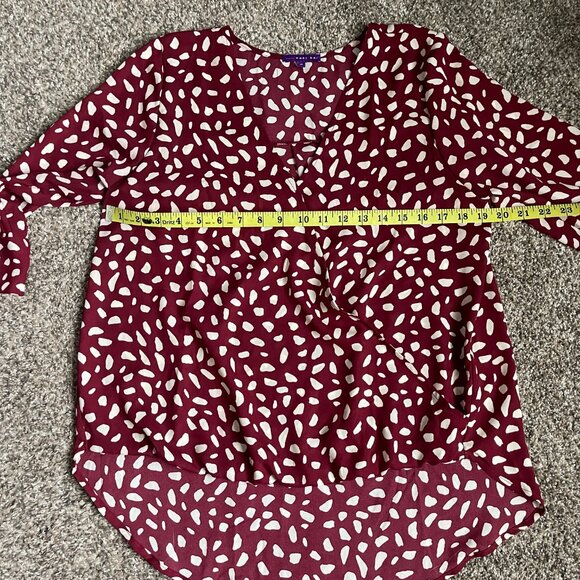 West Kei Allan Surplice Tie Sleeve High Low Blouse, Size M, Rust/Burgundy - Picture 8 of 13